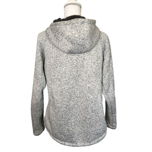 Mountain Warehouse Jacket Gray White Knit with Gray Fleece Lining Hood Womens 8 - Picture 6 of 9